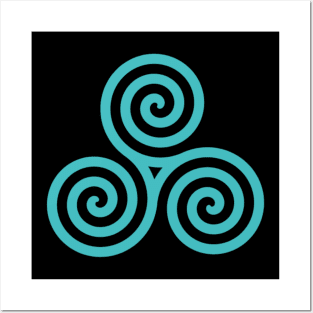 Turquoise Celtic Triple Spiral Posters and Art